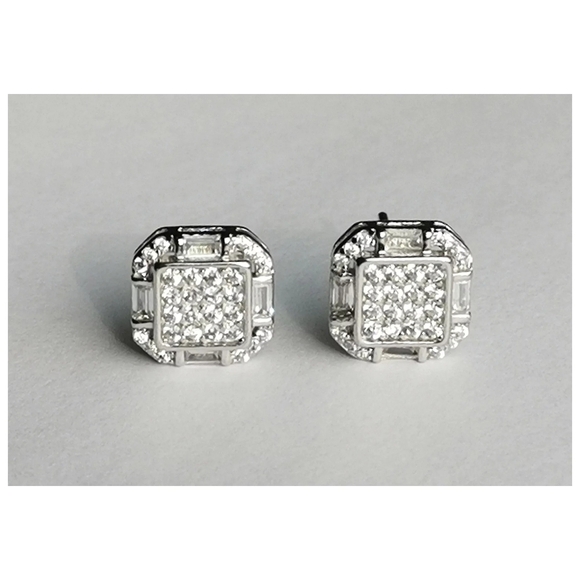 NEW, Art Deco styled earrings in Sterling Silver CZ - Picture 8 of 8